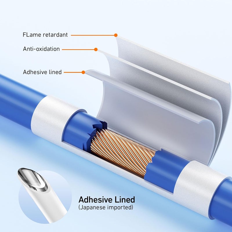 TKDMR 446 Pcs Heat Shrink Tubing Kit - 4:1 Ratio Adhesive Lined, Marine Grade Shrink Wrap,Industrial Heat Shrink Tubing,White - Image 5